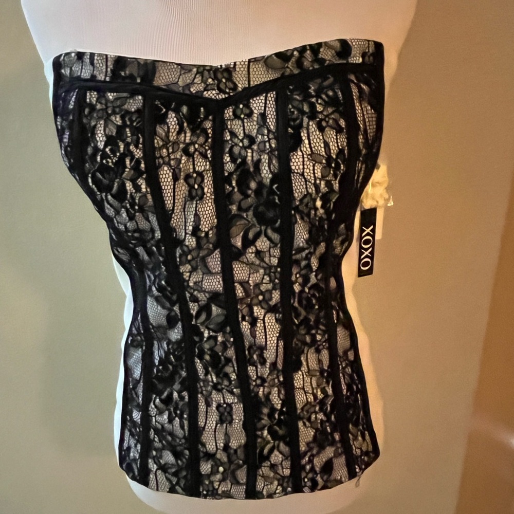 XOXO Black Floral Lace Corset